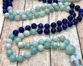Wisdom and Truth Mala Necklace, 108 Mala Beads, Yoga Jewelry, Meditation Beads, Japamala, Tassel Necklace