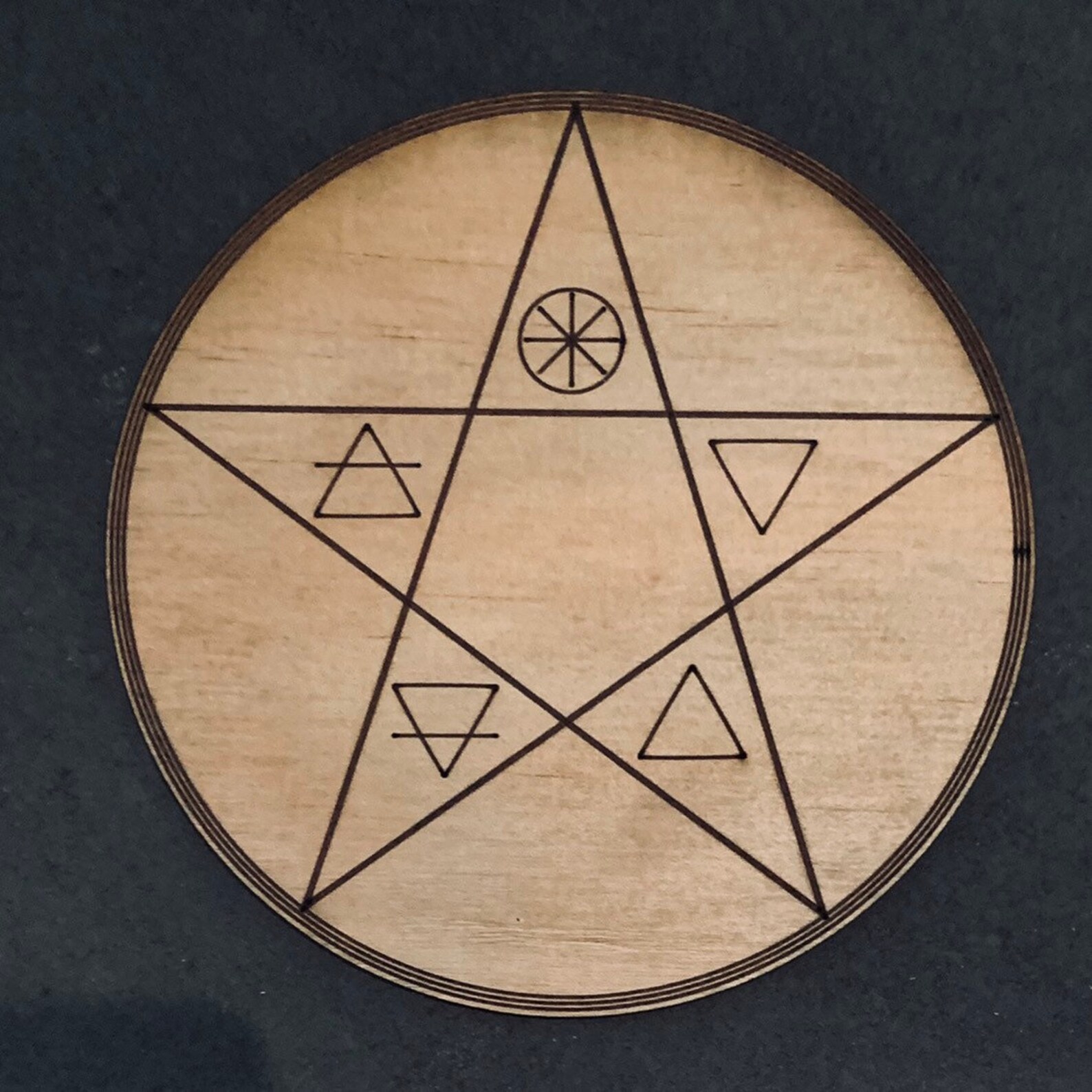 Pentacle / Pentagram Crystal Grid Sacred geometry wood altar Etsy