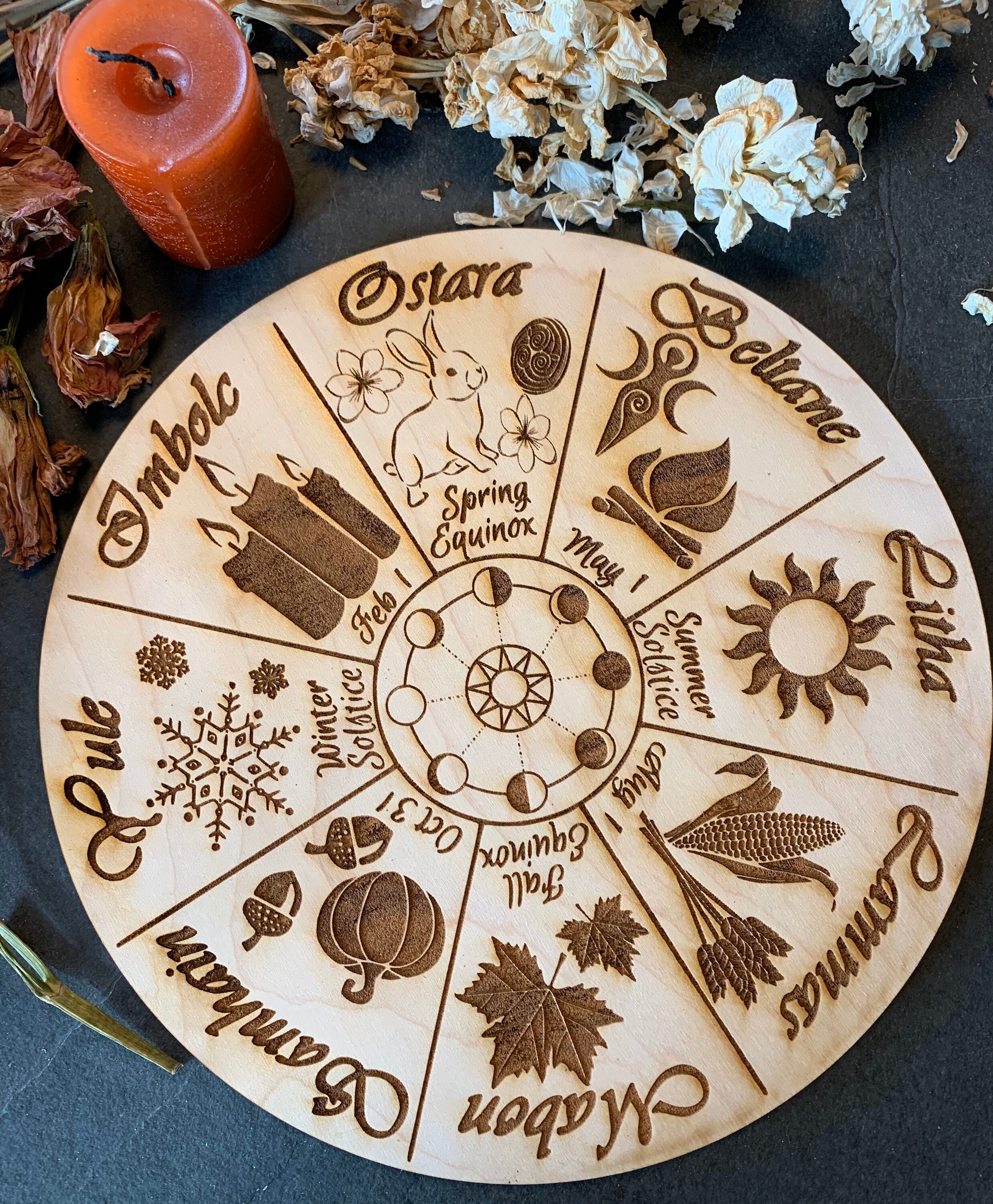 Sabbat Wheel of the year Pagan/Witch calendar crystal grid Etsy