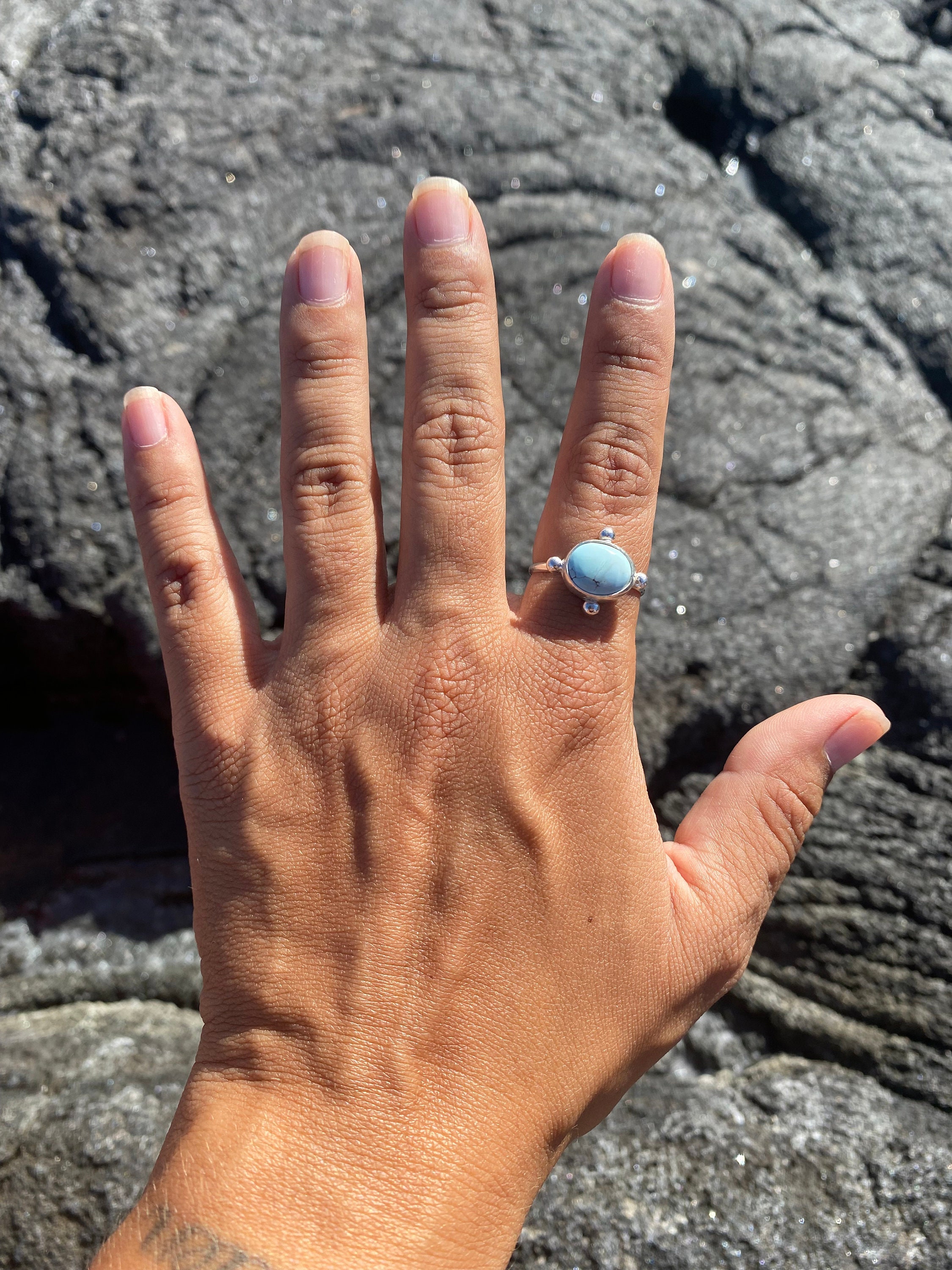 Gobi Desert Turquoise Stacker Ring - Size 9 - Glacier Ice Gobi - Etsy