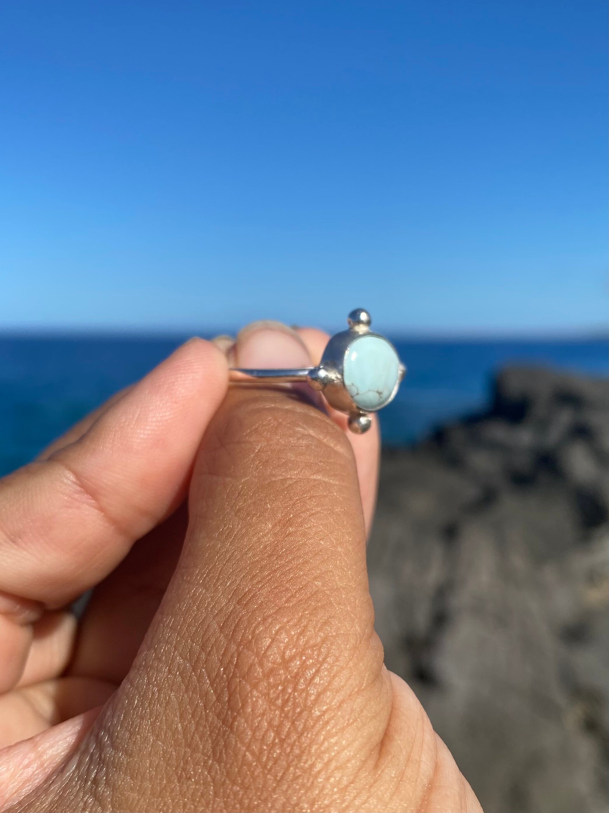 Gobi Desert Turquoise Stacker Ring - Size 9 - Glacier Ice Gobi - Etsy