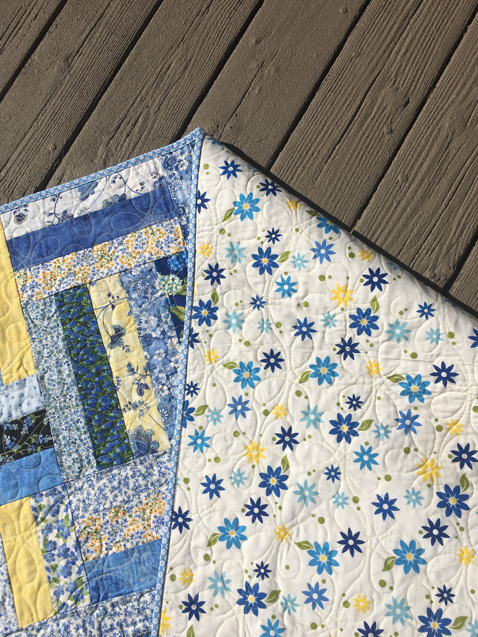 Blue and Yellow Popsicle Stick Quilt Etsy