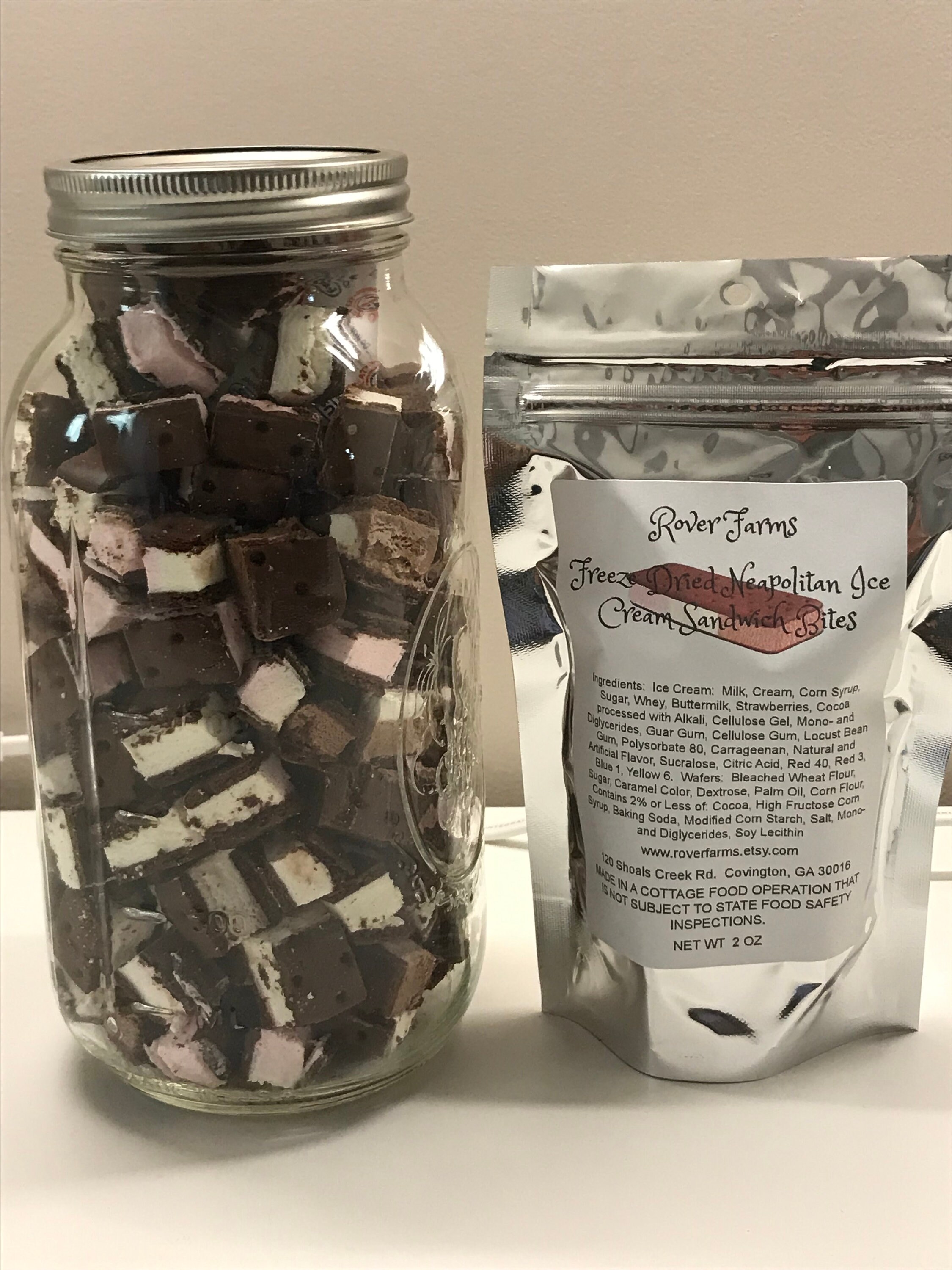 Freeze Dried Neapolitan Ice Cream Sandwiches