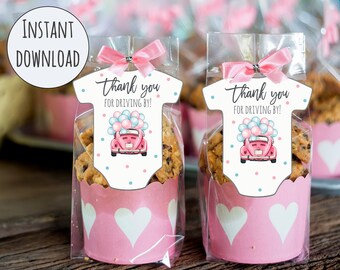 Instant Download, Gender Reveal, Favor Tags, Tag, Goodie Bag Tag, Printable, Onesie, Drive by, Drive Through, Thank you Tags, Onesie Tags
