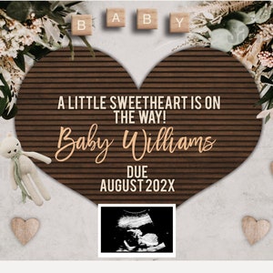 Annonce de grossesse modifiable, Saint-Valentin, annonce de bébé Saint-Valentin, numérique, carte, médias sociaux, annonce de grossesse