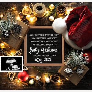 Kerst Zwangerschap Aankondiging Babyaankondiging December Winter Kerstman Wintercadeau Digitale Sociale Media Instagram Facebook-kaart