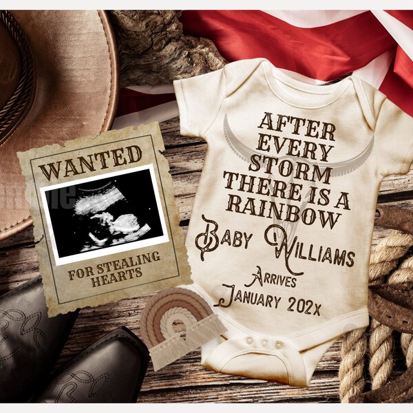 Editable, 4th of July Pregnancy Announcement, Rainbow Baby Pregnancy Announcement, Cowboy Baby Reveal, Digital Announcement for Social Media