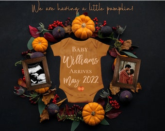 Personalized, Fall Pregnancy Announcement, Digital, Baby Reveal, Autumn, October, November,Social Media, Thanksgiving Pregnancy Announcement