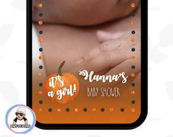 Halloween - Pumpkin - Baby Shower Filter - Baby Shower Filter - Fall Snapchat Filter - a little pumpkin is on the way - His - Her