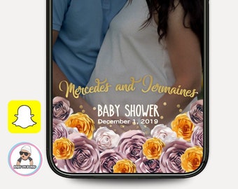 Floral Baby Shower Snapchat Filter, Easter, Spring, Floral, Flowers, Rosegold, Gold, Baby Shower Filter, Glitter,