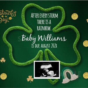 Rainbow Baby St. Patrick’s Day Digital Announcement St Paddys Pregnancy Announcement Rainbow Gender Neutral Baby Reveal Boy Girl