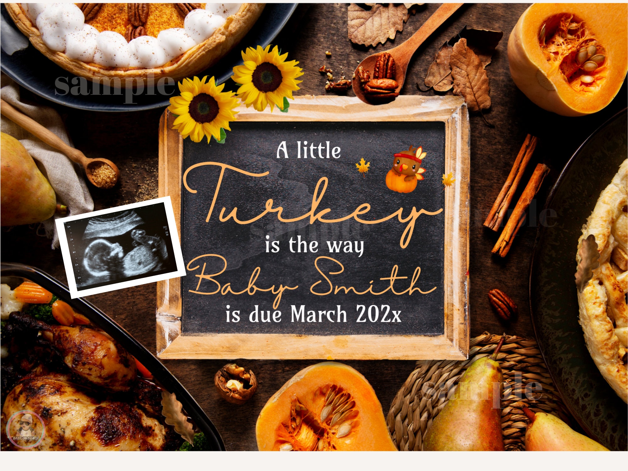 Thanksgiving Baby Announcement, Boy, Girl, Fall Baby Announcement, Autumn Baby Announcement, Digital Thanksgiving Announcement, Card, Edit