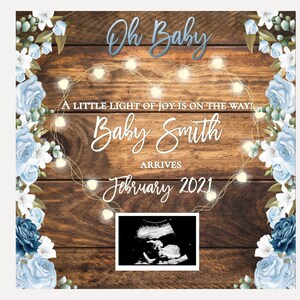 Editable, Pregnancy Announcement, Digital, Baby, It&#39;s a Boy, Blue, Floral, Template, Social Media, Card, Grandparents, Husband, Fathers Day