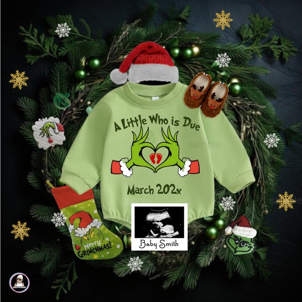 Grinch Christmas Pregnancy Announcement Baby Pregnancy Announcement Christmas Wreath December  Winter Gift Digital Social Media C