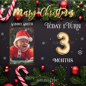 Numérique, étape mensuelle de bébé de Noël, médias sociaux, Facebook, Instagram, cartes d'étape mensuelles de joyeux Noël, premier Noël de bébé