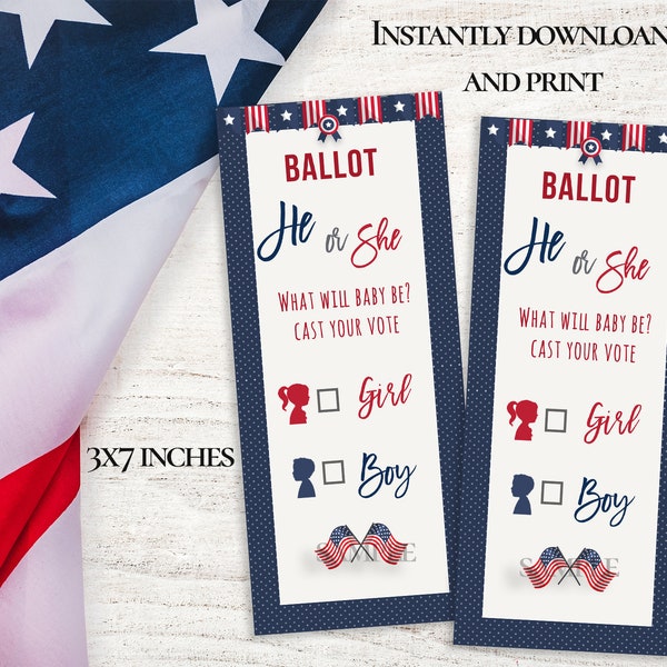 Cast Your Vote Ballot, 4th of July Gender Reveal, Independence Day Gender Reveal, Fourth of July Gender Reveal, Party, Decorations