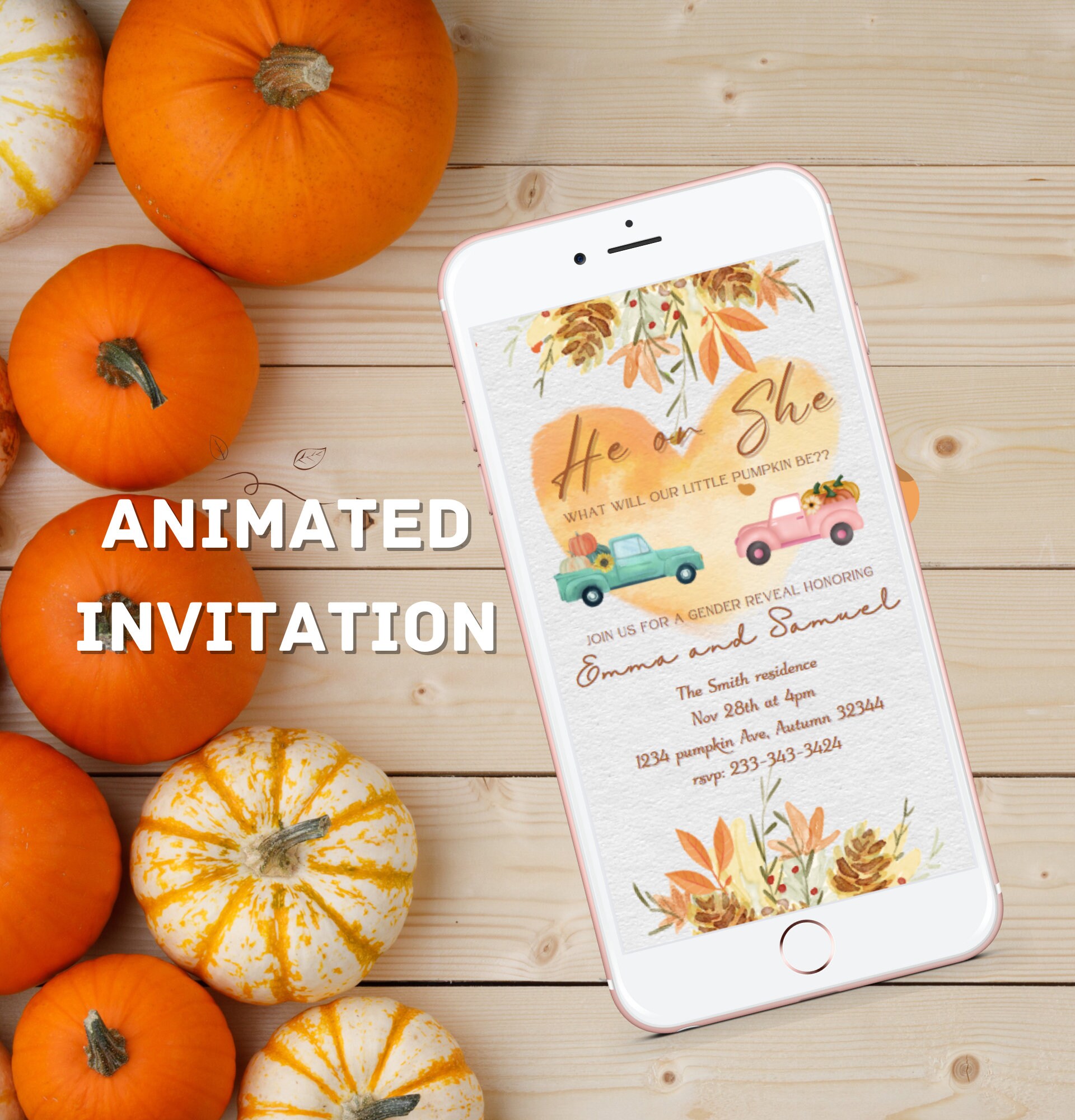 Fall Gender Reveal Invitation Animated What Will Our Little Pumpkin Be Digital Gender Reveal Invitation Evite Invite Autumn