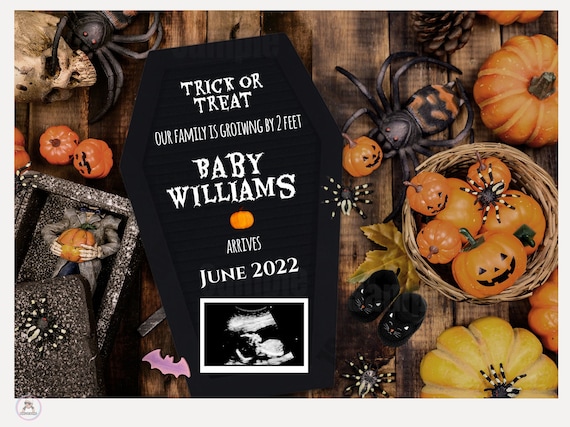 Editable Halloween Pregnancy Announcement Halloween Baby - Etsy