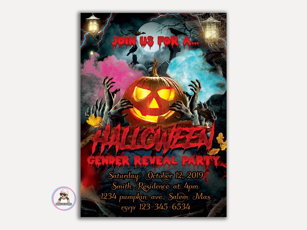 Halloween Gender Reveal Invitation - Instant Download - Pumpkin - Fall ...