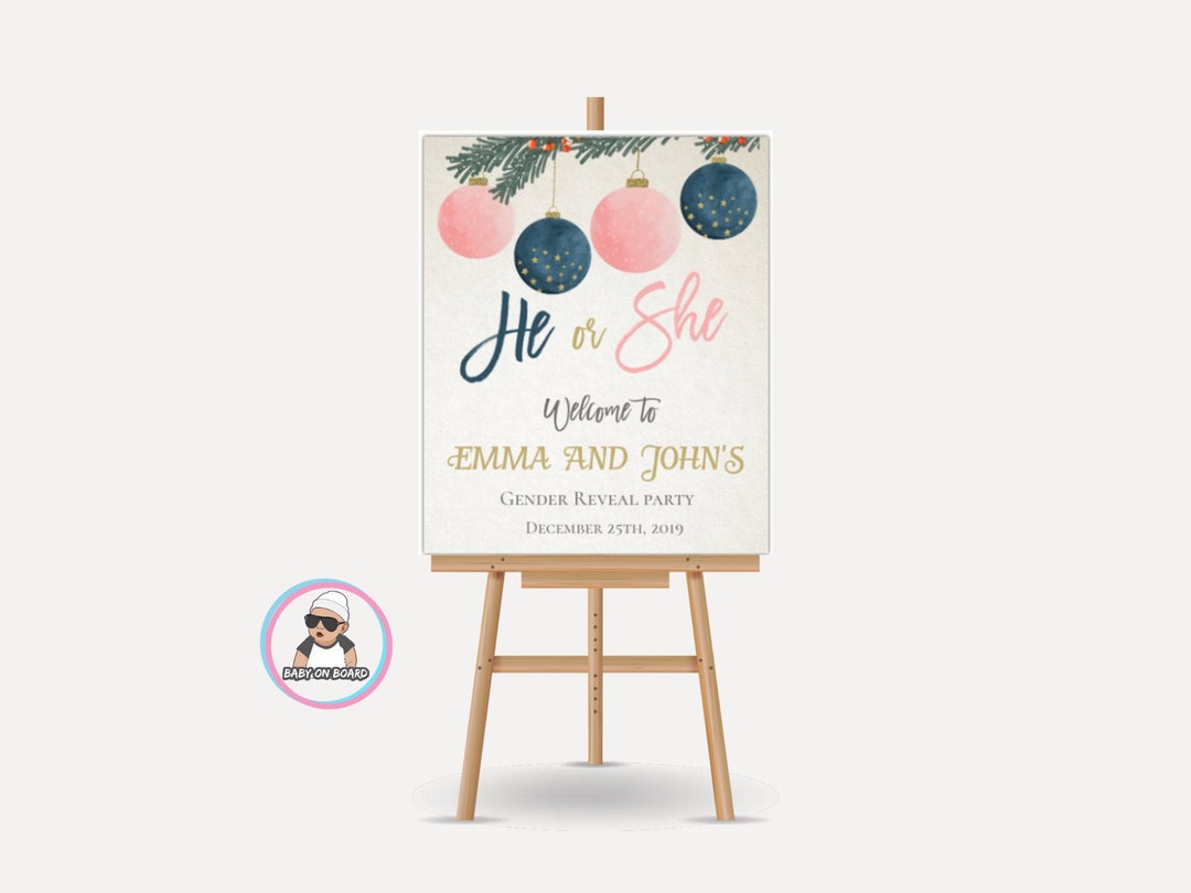 Editable, Christmas Gender Reveal Welcome Sign, Welcome Sign, Poster ...