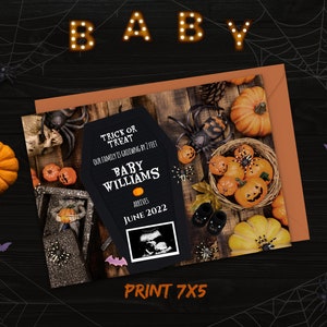 Editable, Halloween Pregnancy Announcement, Halloween Baby Announcement ...