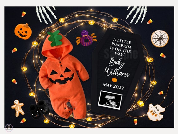 Editable Halloween Pregnancy Announcement Baby Birth - Etsy