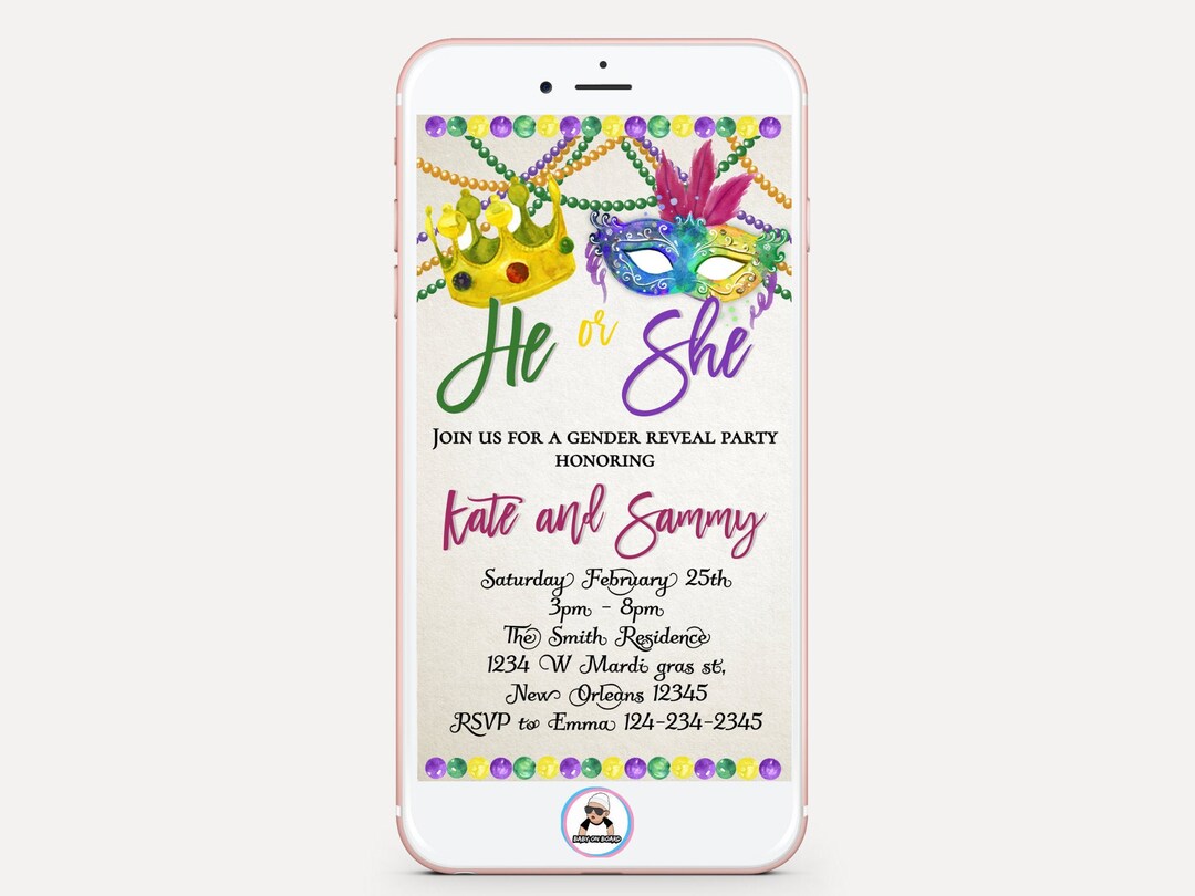 mardi gras gender reveal decorations
