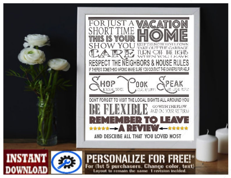 Airbnb House Rules Poster Printable 5 Rating Airbnb Etsy