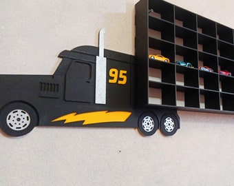 Toy car storage display Mack Truck cars garage Unique gifts for kids Car storage wall Kids car garage Grandson gift