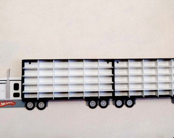 Wall toy car storage for Hot Wheels 60 section Unique gift for kids Truck toy car shelf Hot Wheels display Grandson gift Birthday presents