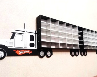 Toy shelf storage for Hot Wheels car 60 section Playroom storage Truck toy car shelf Gift for nephew Birthday presents Cute storage shelf