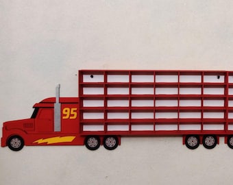 Mack Truck cars Toy étagère de rangement pour voitures Cadeau pour tout-petit garçon Présentoir étagère en bois Mack organisateur Cadeau pour petit-fils Cadeau amateur de voitures