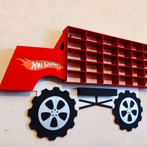 Monster truck storage Toy car storage Toddler boy gift Car storage Wall car display Hot wheels garage Kids truck storage
