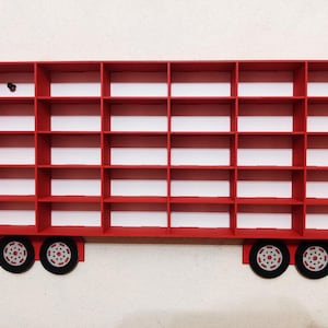 Mack lastbilsbilar Leksakshylla förvaring för bilar Present till småbarnspojke Trähylla Mack-organisatör Present till barnbarn Present till bilälskare bild 10
