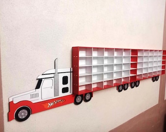 Toy shelf storage Unique gifts for kids Hot Wheels car 60 section Playroom storage Truck toy car shelf Gift for nephew Birthday presents