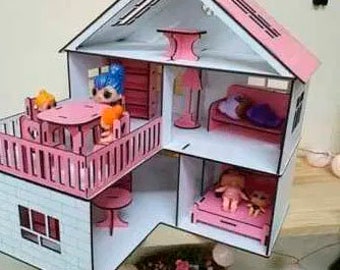 Maison de poupée en bois avec 13 pièces de mobilier Grande maison de poupée féerique Jouets en bois pour enfants Kits de maison de poupée Cadeaux pour petite-fille Cadeaux d'anniversaire