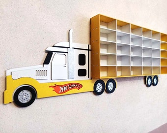 Toy storage Hot Wheels shelf for car 30 section Playroom storage Gifts for kids Truck toy car shelf Gift for nephew Birthday presents