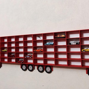 Mack lastbilsbilar Leksakshylla förvaring för bilar Present till småbarnspojke Trähylla Mack-organisatör Present till barnbarn Present till bilälskare bild 7