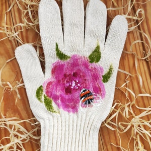 Gardening gloves Handpainted Presents for mom Plant lover gift Cotton gloves Mother in law gift Garden lovers gift Mothers day presents image 4