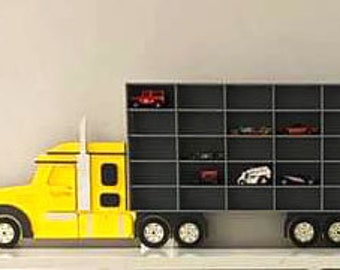 Toy shelf storage for Hot Wheels car 30 section Playroom storage Truck toy car shelf Gift for grandson Wooden kids toys Birthday presents