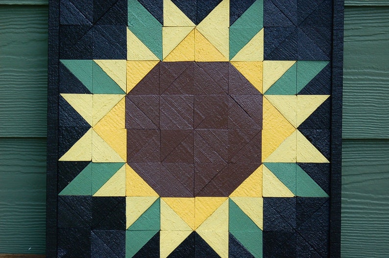 Handmade Sunflower Barn Quilt Wood Mosaic | Etsy