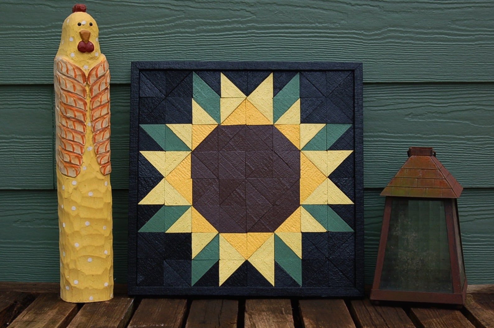 Handmade Sunflower Barn Quilt Wood Mosaic Etsy