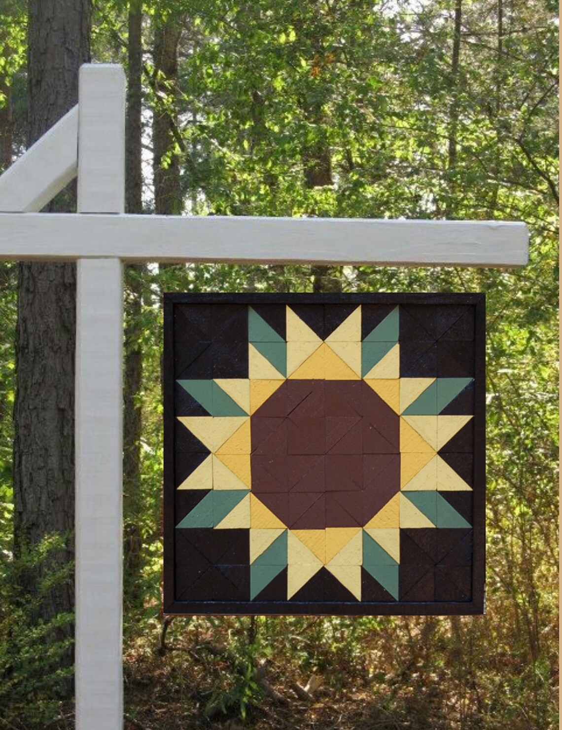 Handmade Sunflower Barn Quilt Wood Mosaic Etsy