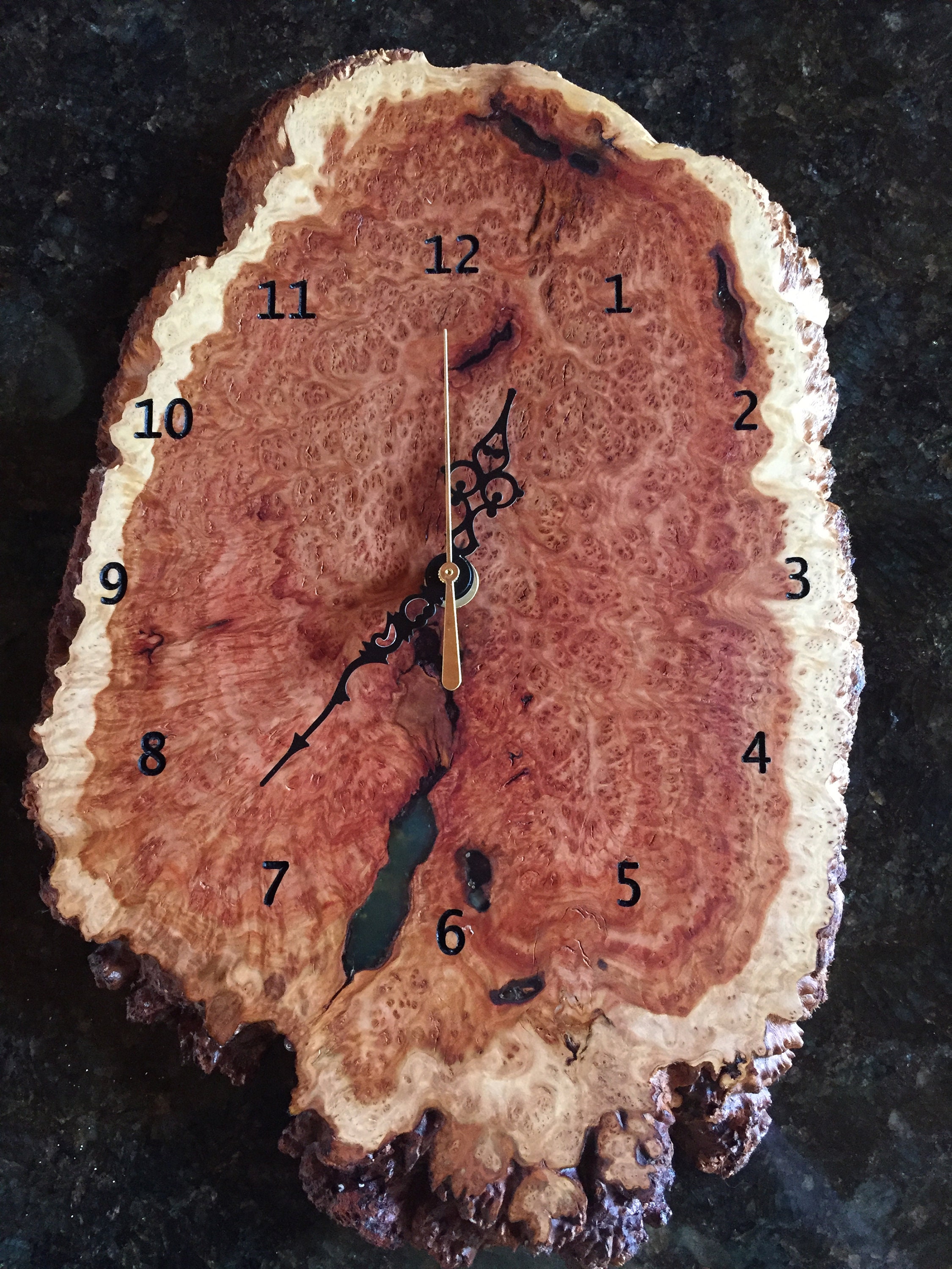 Australian Burl Wood Clock Etsy