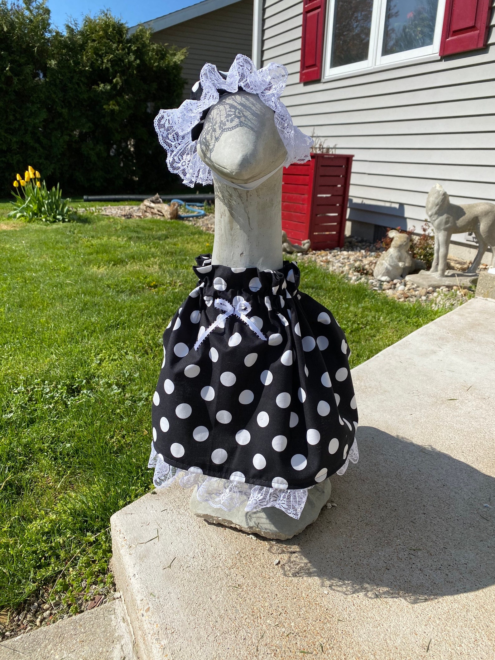 Black and white Large Goose dress for Cement or Plastic Goose Etsy