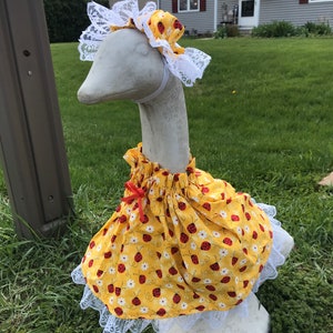Yellow ladybugs  Goose DressLarge Cement Goose