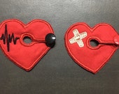 Heart with Bandaid or Heart with Heart Beat Wave G-Tube Pads G Tube covers Mic-Key AMT Mini One feeding tube pads Tubie Pads