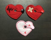 Heart with Bandaid or Heart with Heart Beat Wave G-Tube Pads G Tube covers Mic-Key AMT Mini One feeding tube pads Tubie Pads