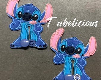 Stitch G Tube Pads/G Tube covers/Mic-Key AMT Mini One feeding tube pads/Tubie Pads | Reusable Organic Bamboo, Fun Pattern, Gastrostomy