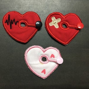 Heart with Bandaid or Heart with Heart Beat Wave G-Tube Pads/G Tube covers/Mic-Key AMT Mini One feeding tube pads/Tubie Pads